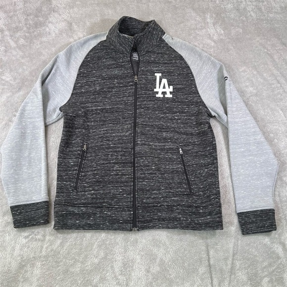 Los Angeles Dodgers Fleece Jacket Men's XL Gray Full‎ Zip-Up Varsity Fanatics - Picture 1 of 8